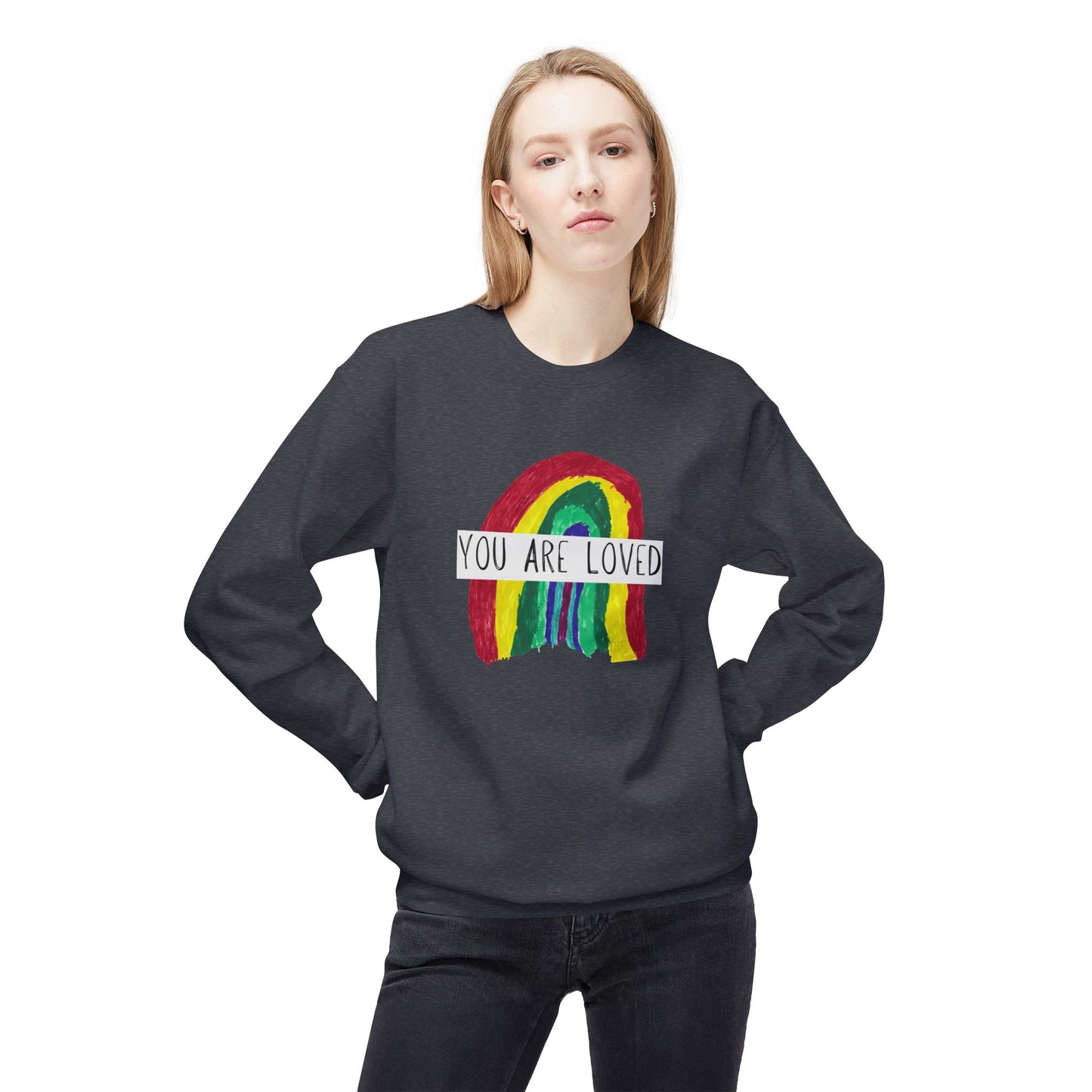 Designed by Henry - You Are Loved Sweatshirt - Adult - Unisex Midweight Softstyle Fleece Crewneck Sweatshirt