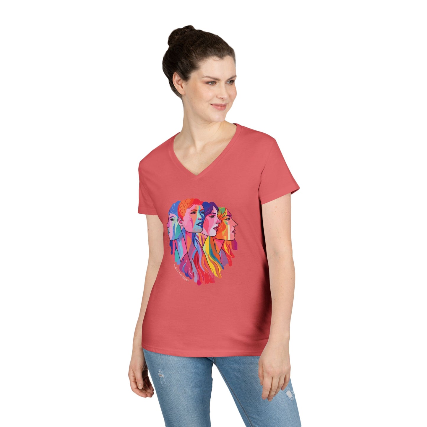 God is a Woman V-Neck T-Shirt