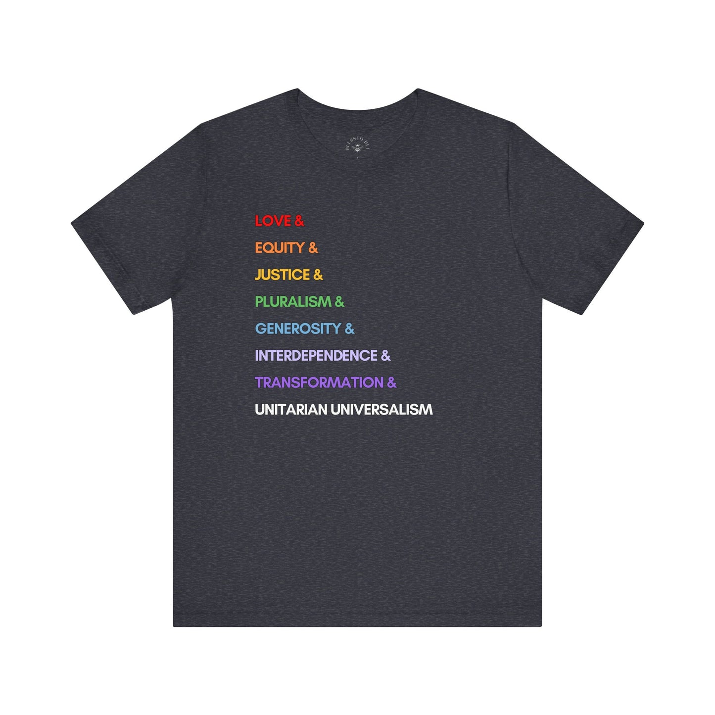 Love & UU Values Rainbow Unisex Jersey Short Sleeve Tee (Canada's Version)