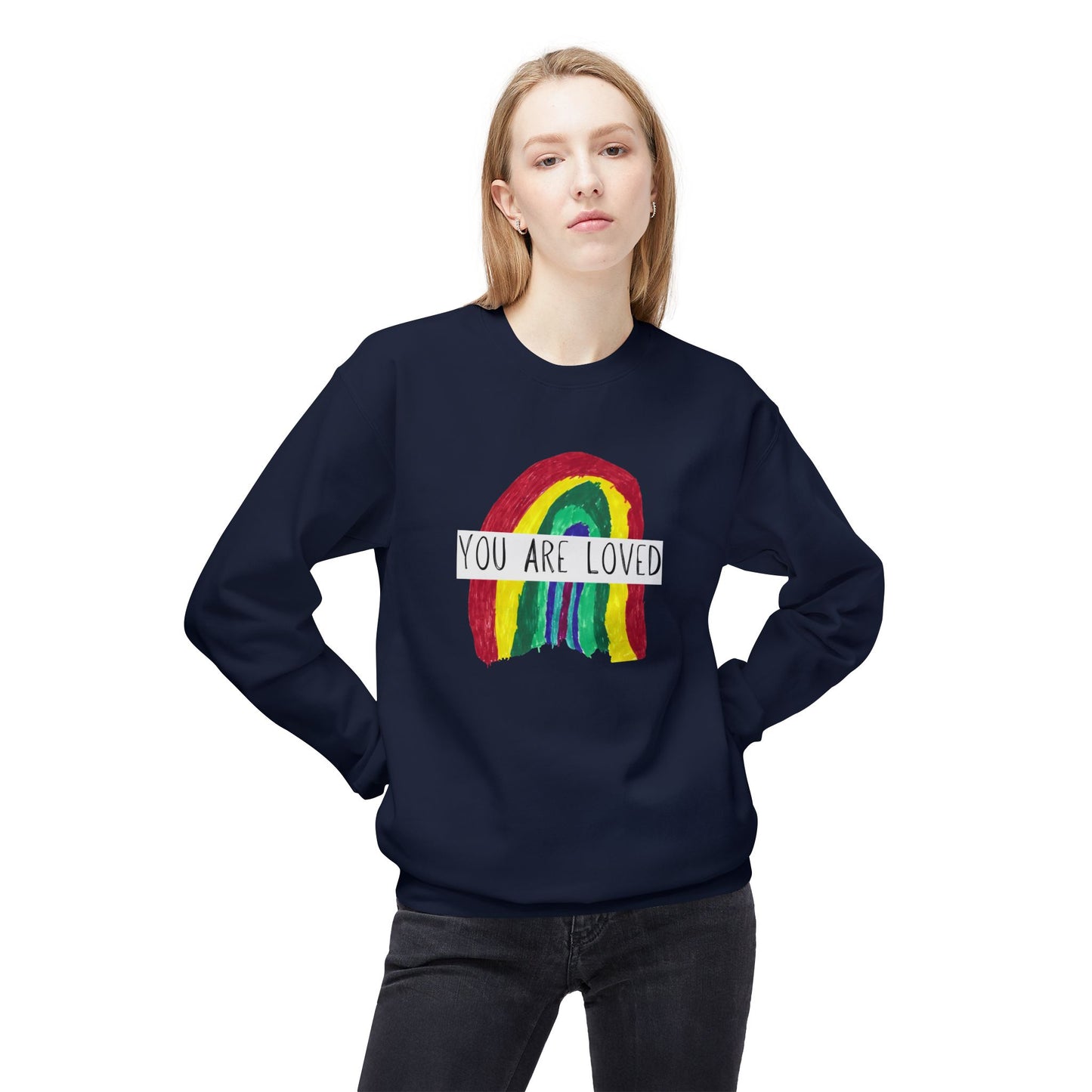 Designed by Henry - You Are Loved Sweatshirt - Adult - Unisex Midweight Softstyle Fleece Crewneck Sweatshirt