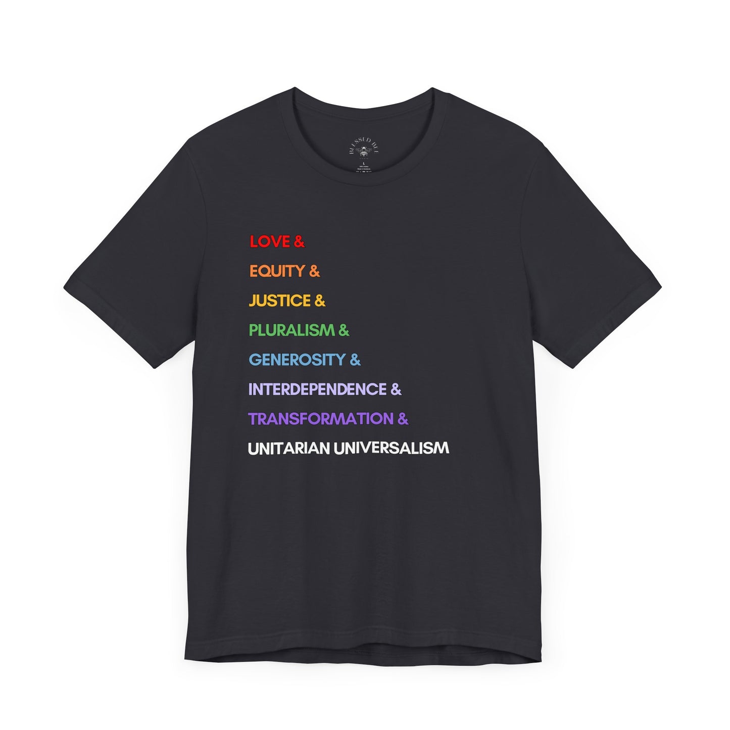 Love & UU Values Rainbow Unisex Jersey Short Sleeve Tee (Canada's Version)
