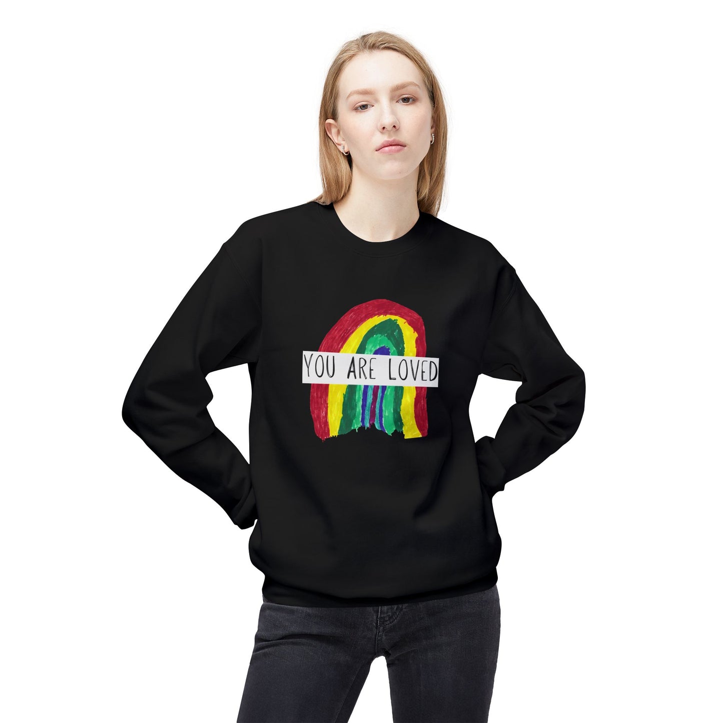 Designed by Henry - You Are Loved Sweatshirt - Adult - Unisex Midweight Softstyle Fleece Crewneck Sweatshirt
