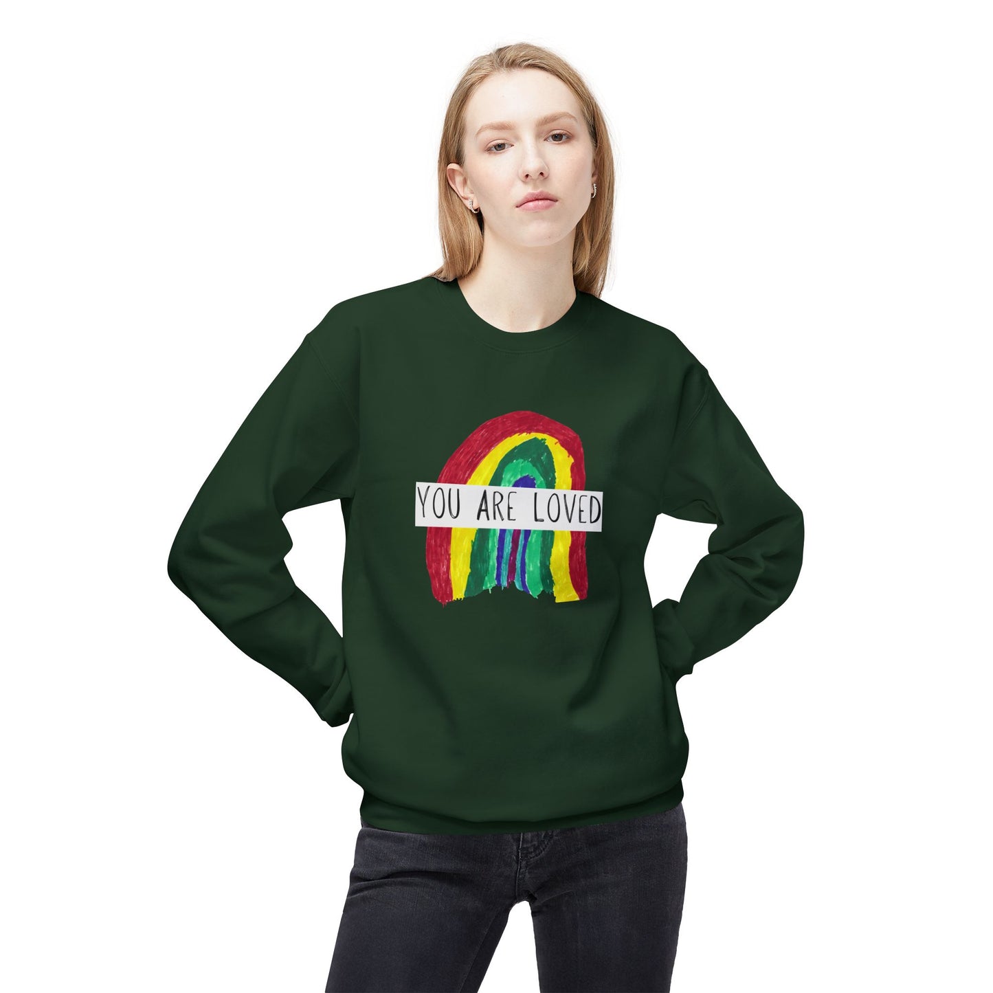 Designed by Henry - You Are Loved Sweatshirt - Adult - Unisex Midweight Softstyle Fleece Crewneck Sweatshirt