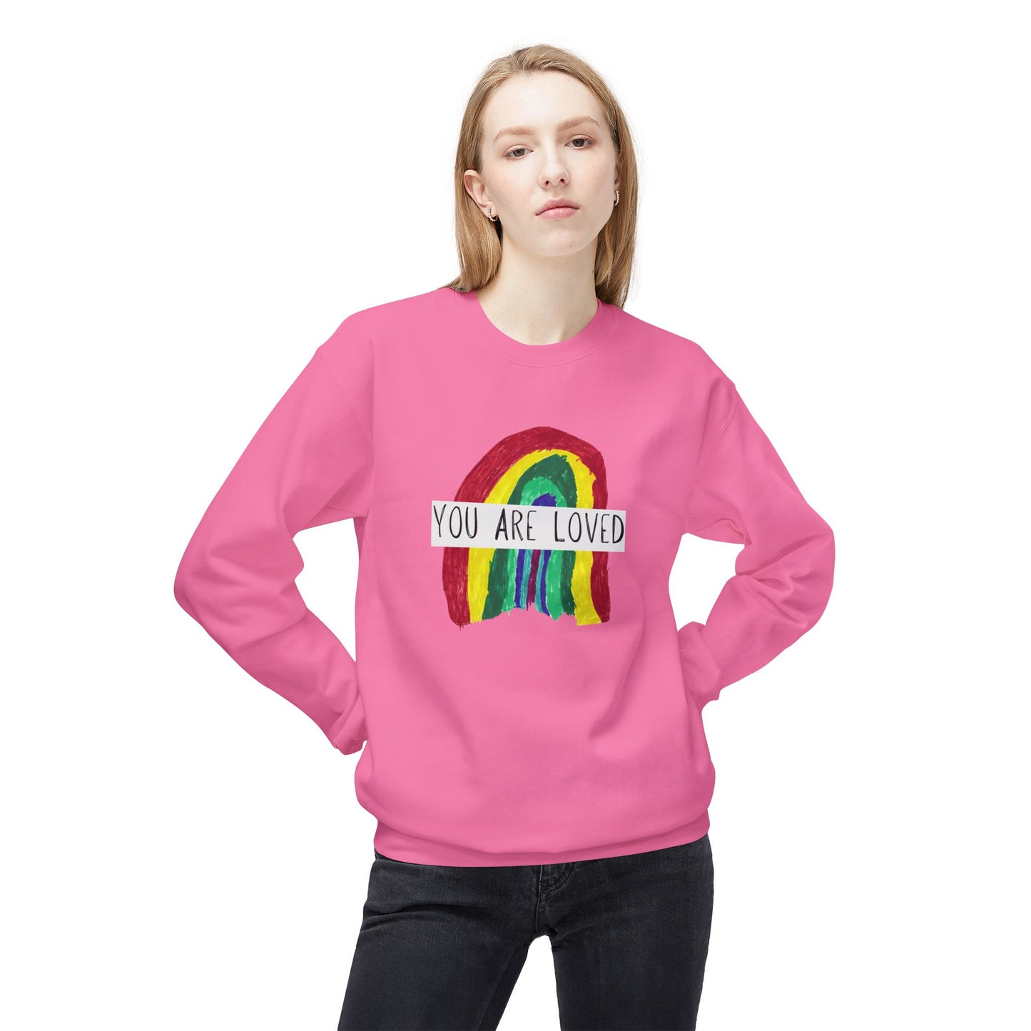 Designed by Henry - You Are Loved Sweatshirt - Adult - Unisex Midweight Softstyle Fleece Crewneck Sweatshirt