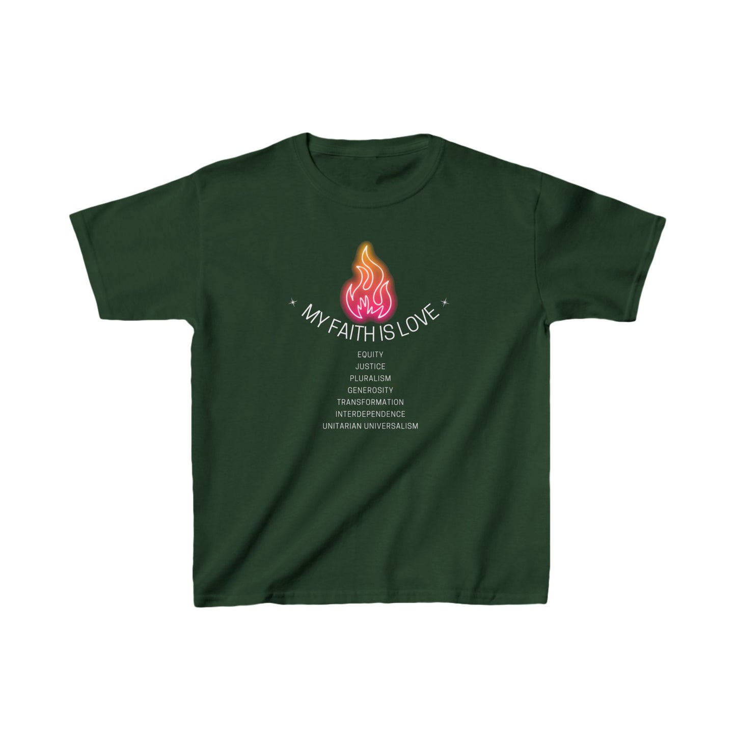My Faith is Love Chalice UU Values T-Shirt - Kids (Front Only)