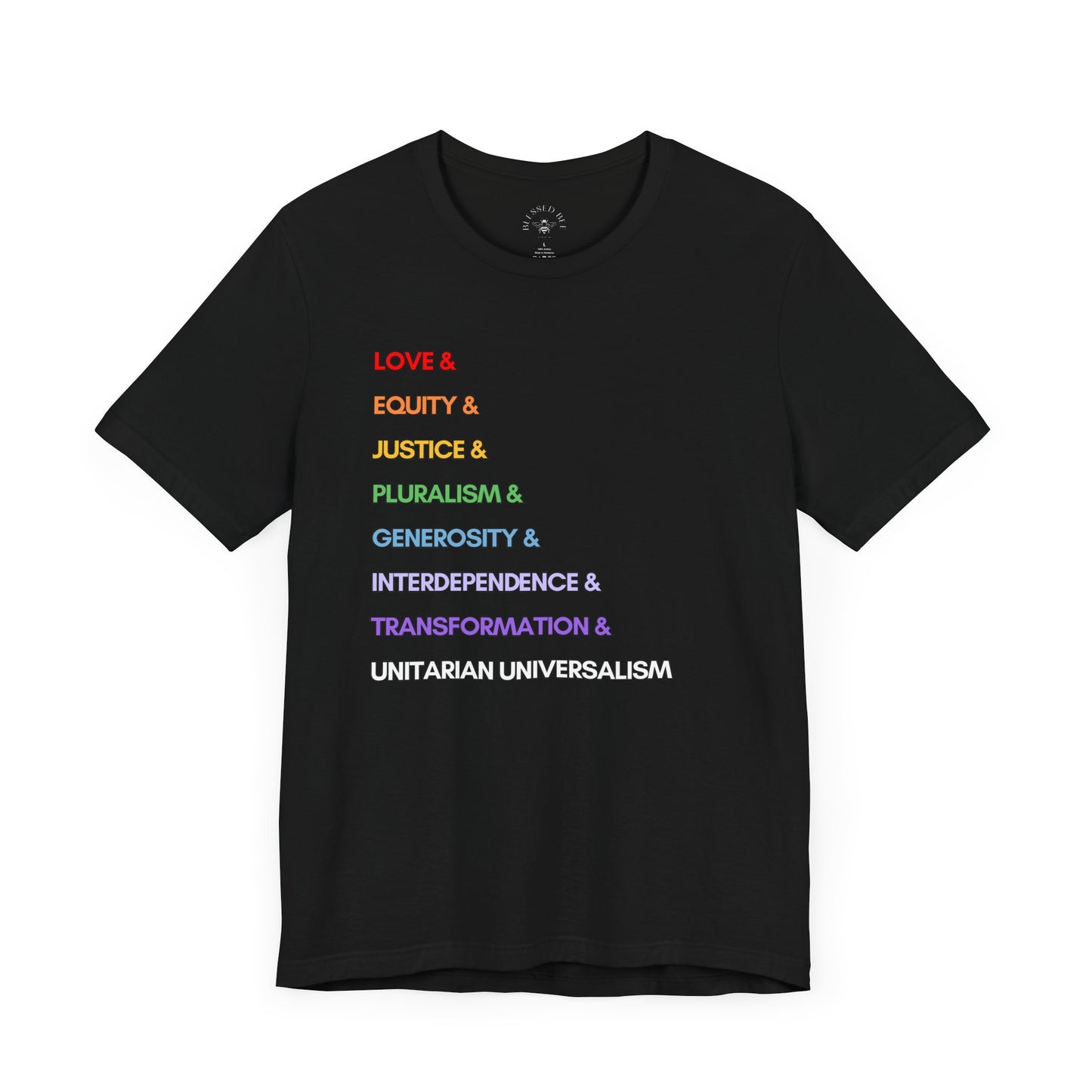 Love & UU Values Rainbow Unisex Jersey Short Sleeve Tee (Canada's Version)
