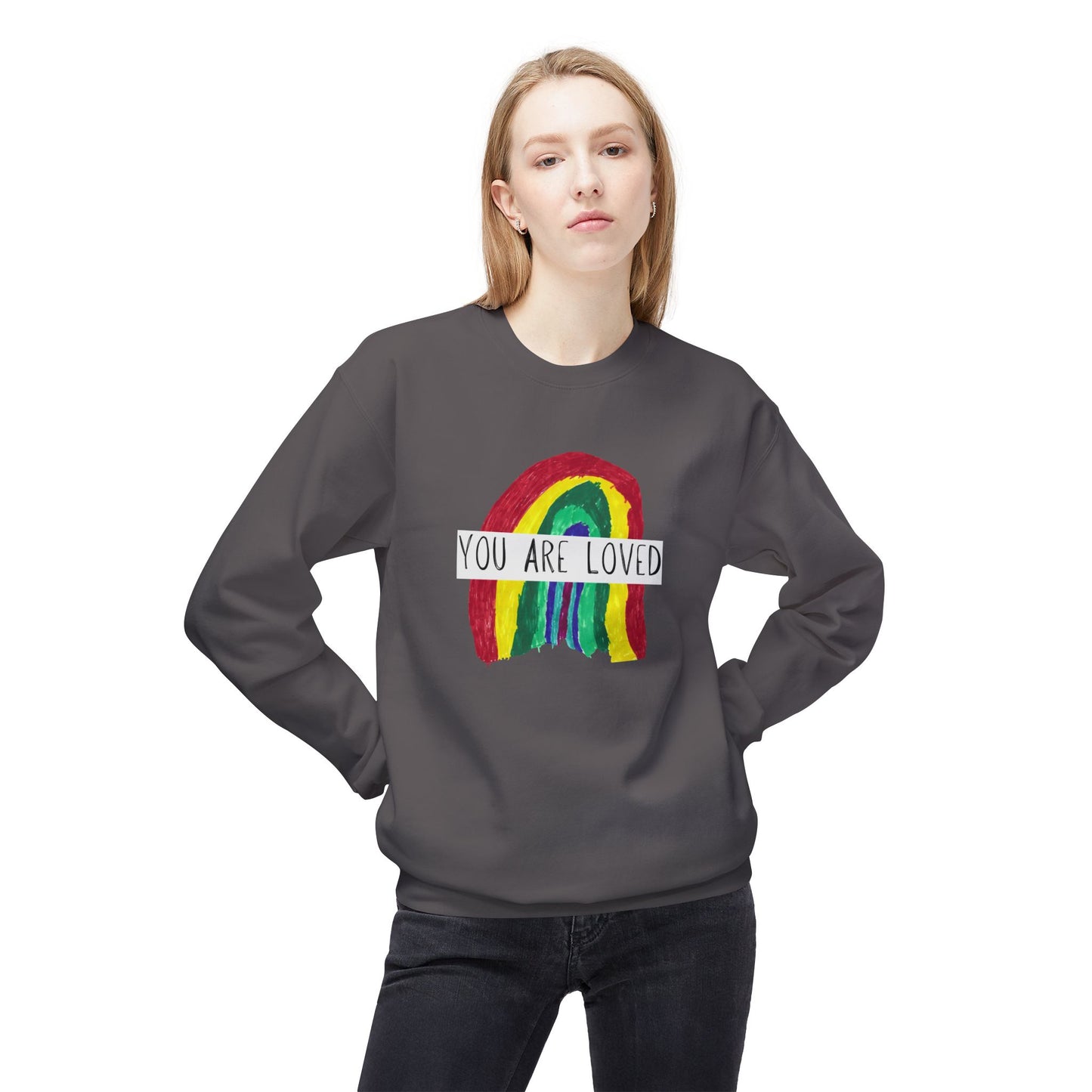 Designed by Henry - You Are Loved Sweatshirt - Adult - Unisex Midweight Softstyle Fleece Crewneck Sweatshirt