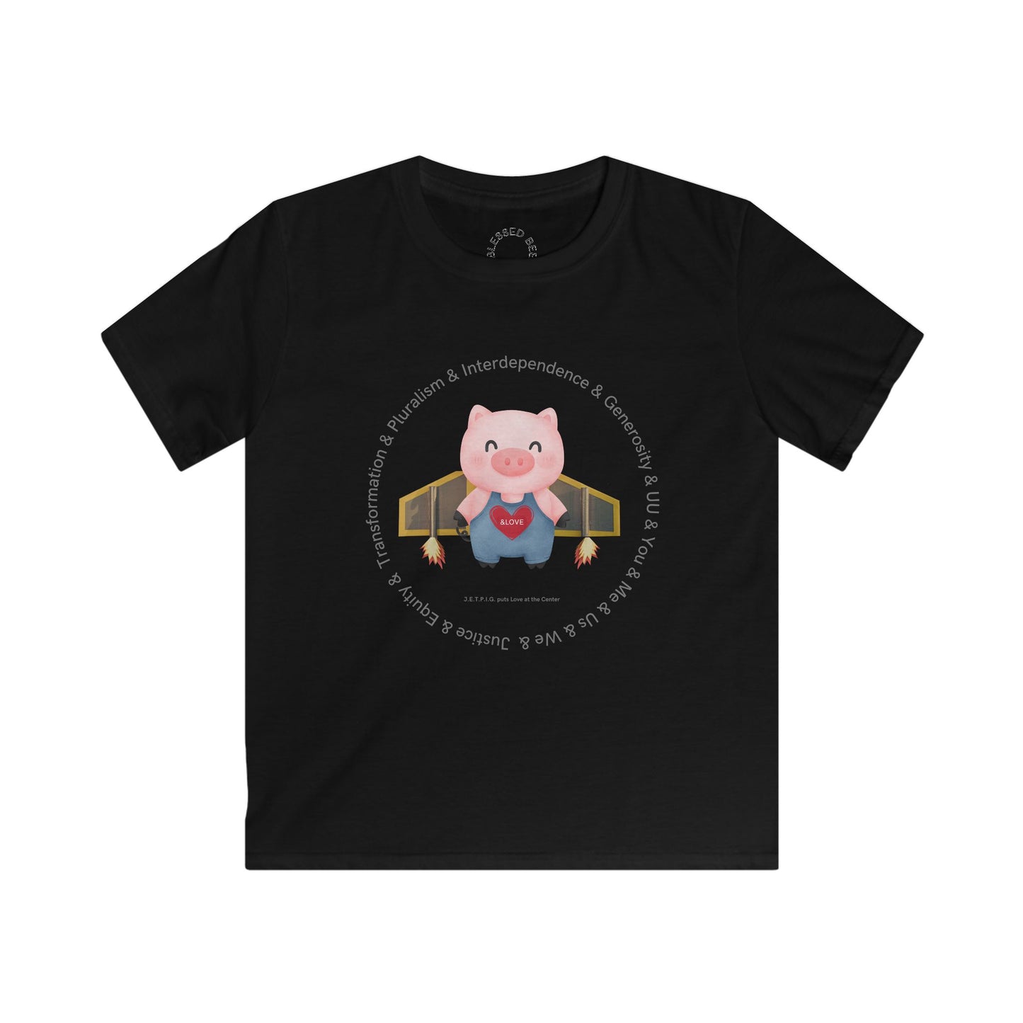 JETPIG with Text Kids Softstyle Tee