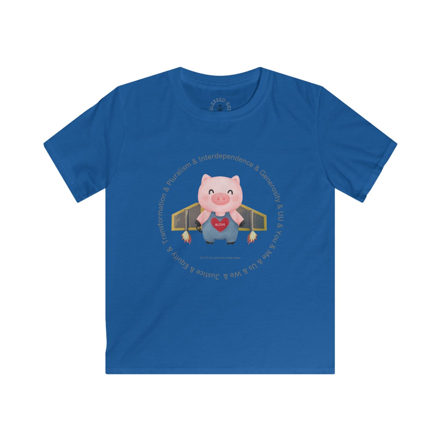 JETPIG with Text Kids Softstyle Tee