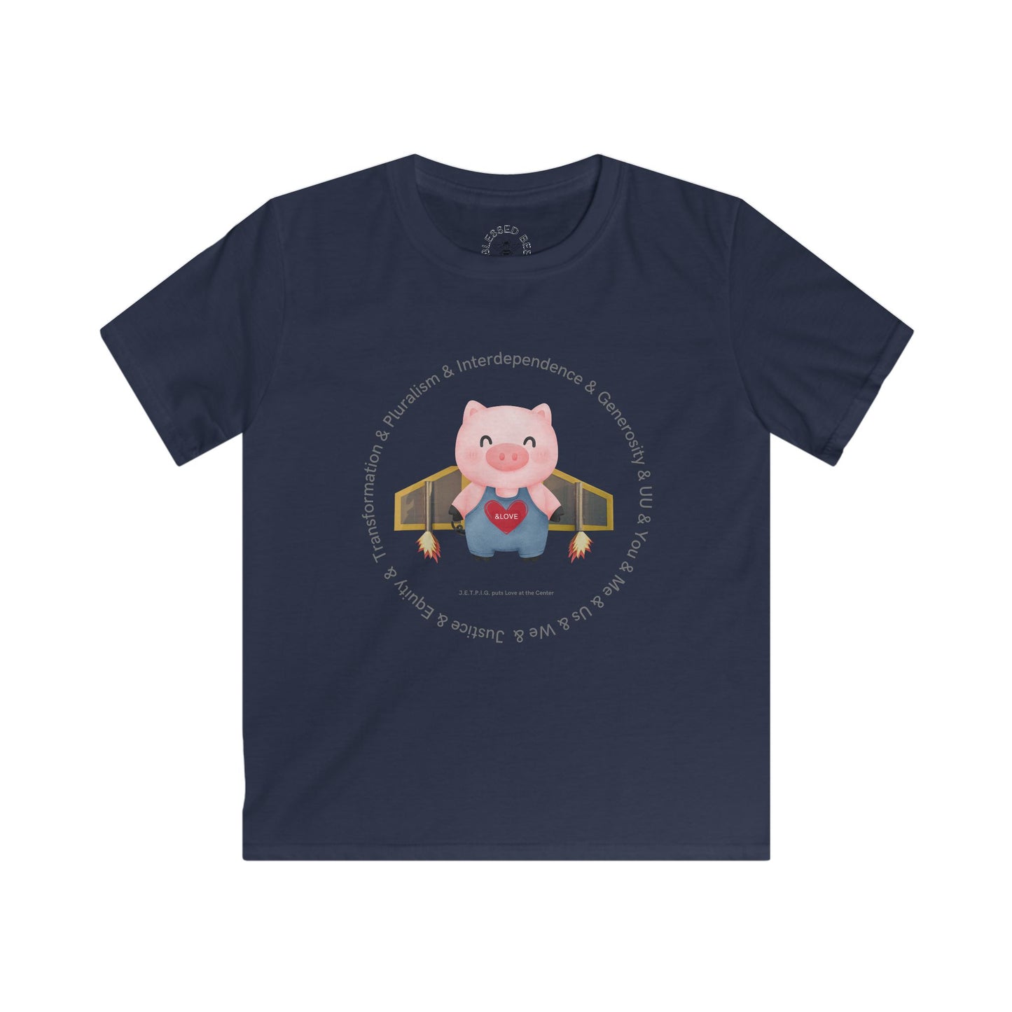 JETPIG with Text Kids Softstyle Tee