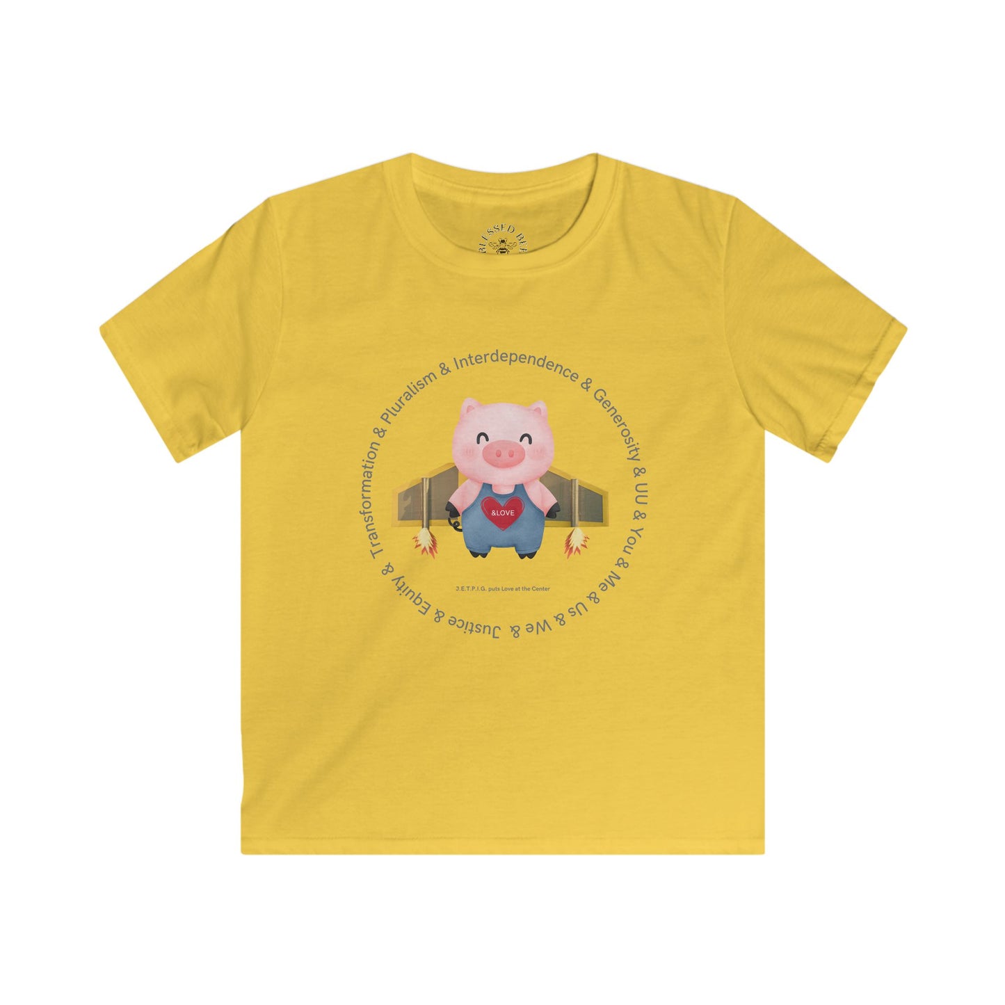 JETPIG with Text Kids Softstyle Tee
