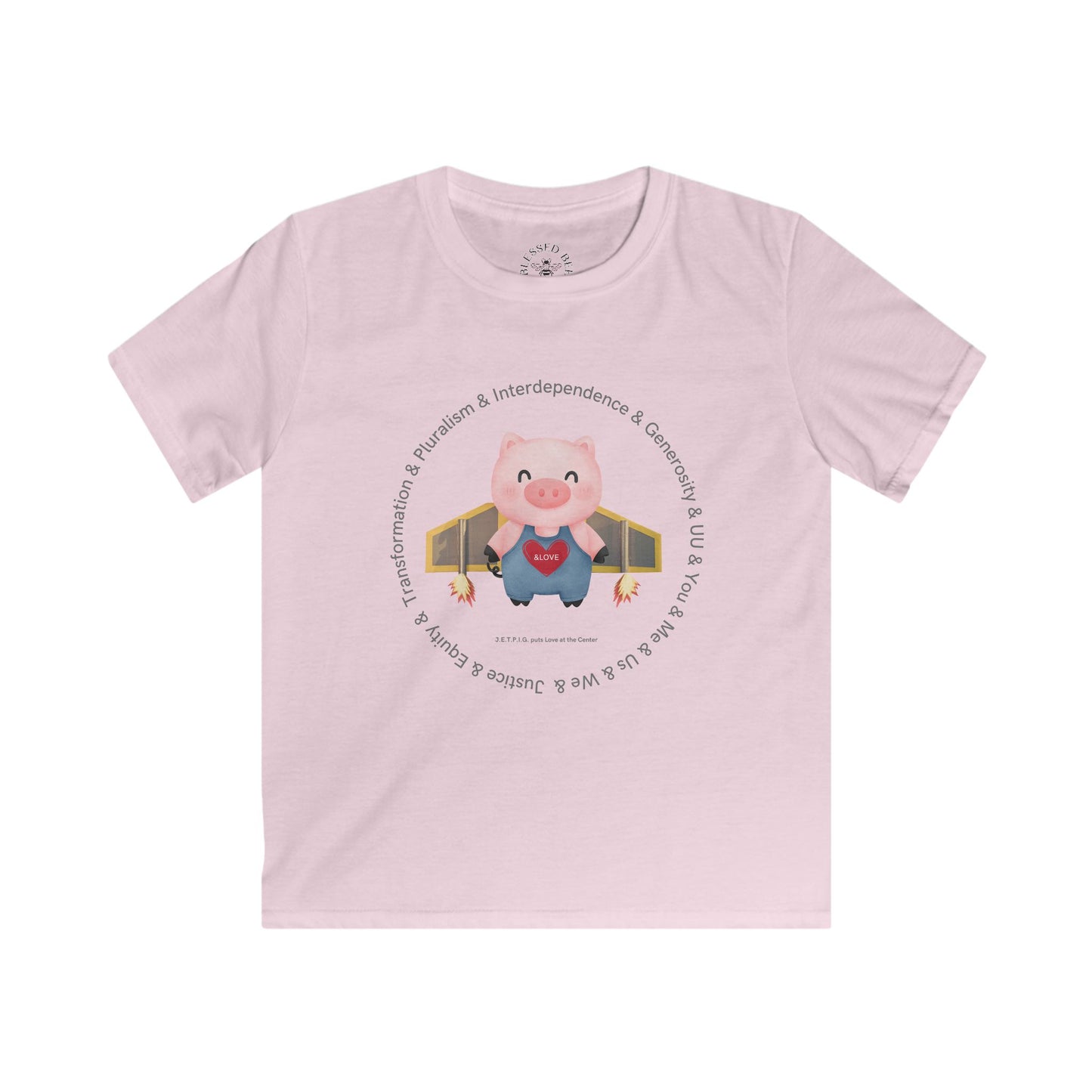 JETPIG with Text Kids Softstyle Tee