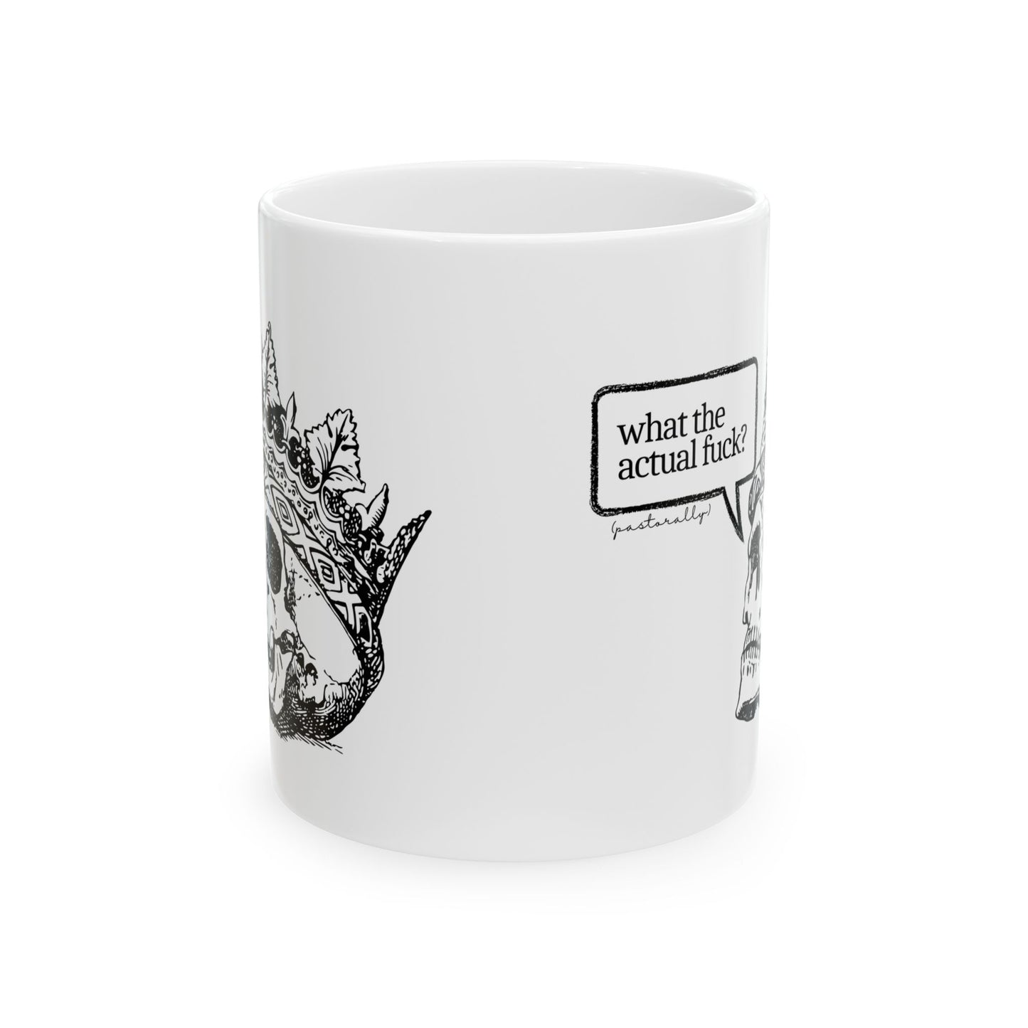 What the Actual F (Pastorally) Reversable Mug for Virtual Meetings (Sweary)