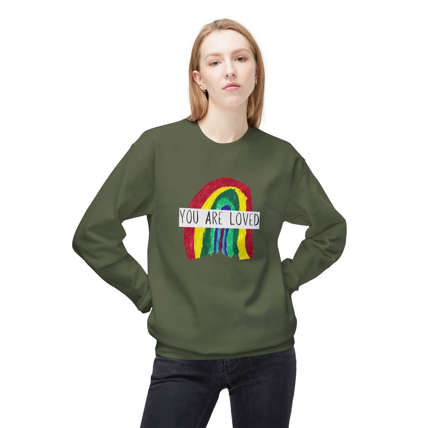 Designed by Henry - You Are Loved Sweatshirt - Adult - Unisex Midweight Softstyle Fleece Crewneck Sweatshirt