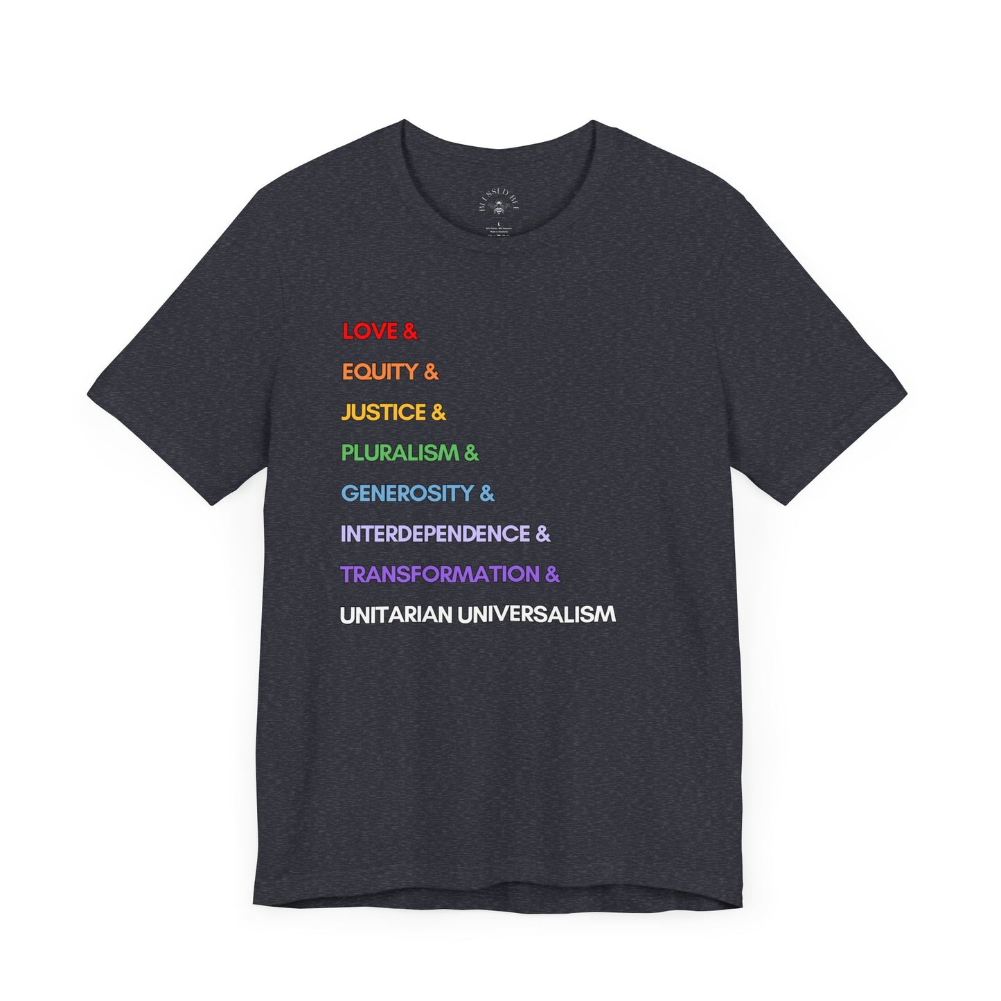 Love & UU Values Rainbow Unisex Jersey Short Sleeve Tee (Canada's Version)