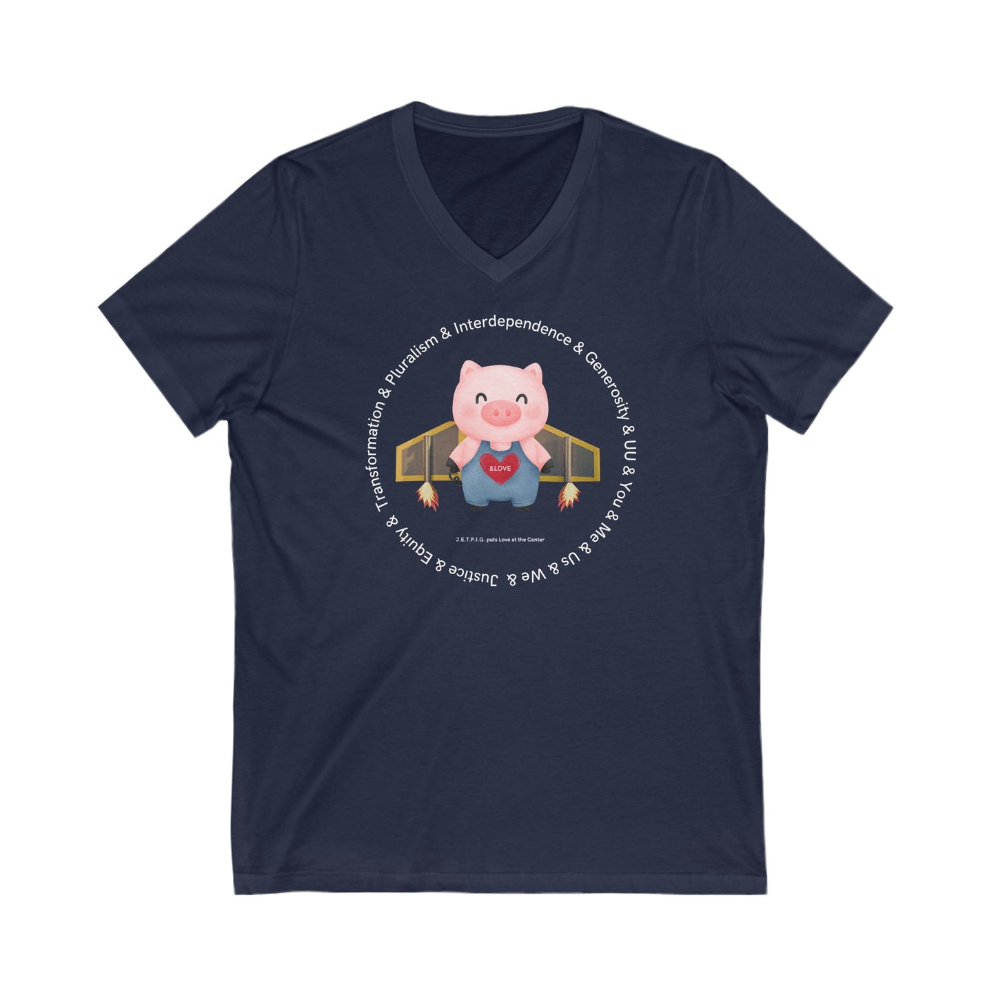 UU JETPIG V-Neck Tee - Adult (Front Only)