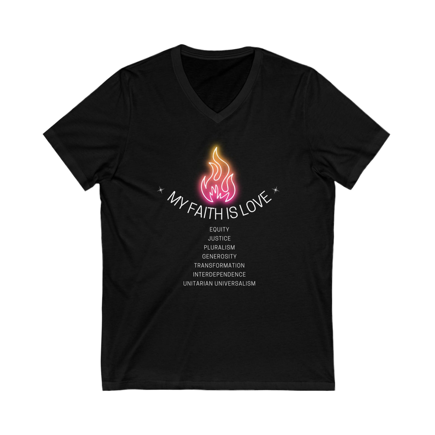 "My Faith Is Love" UU Chalice V-Neck Tee - Adult (Front Only)