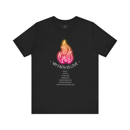 My Faith is Love UU Chalice Unisex Jersey Short Sleeve Tee (Canada's Version)