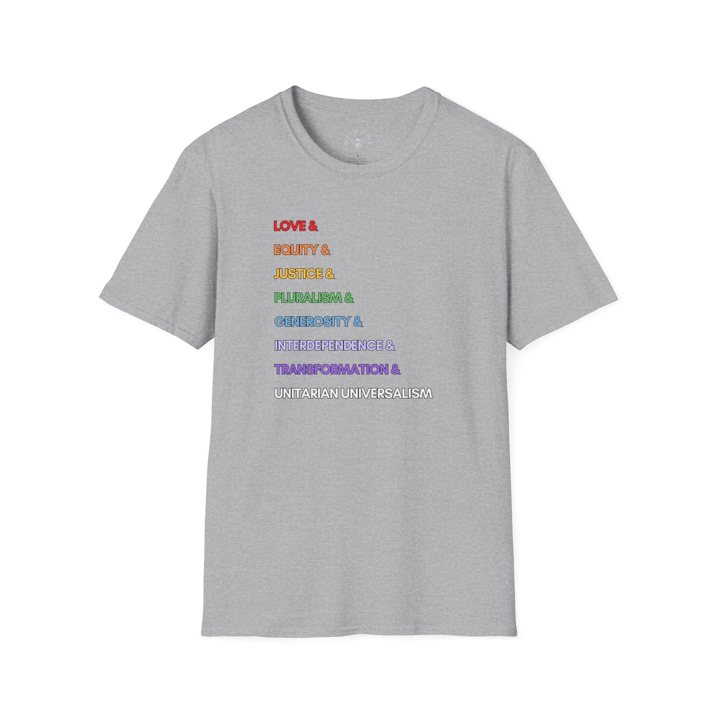 RAINBOW LOVE & UU Values T-Shirt - Adult