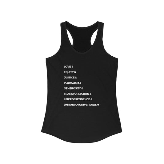 UU Values Racerback Tank - Adult (Front Only)