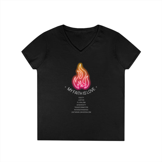 My Faith is Love UU Chalice V-Neck