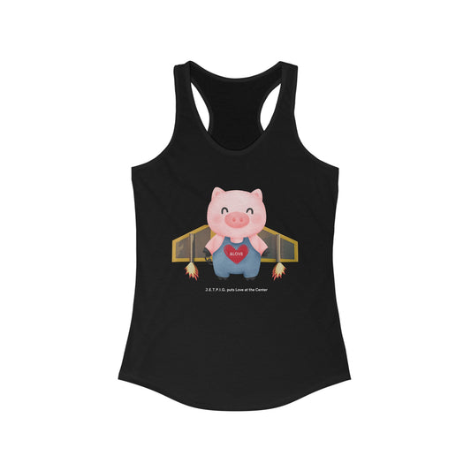 JETPIG Puts Love at the Center Racerback Tank - Adult (Front Only)